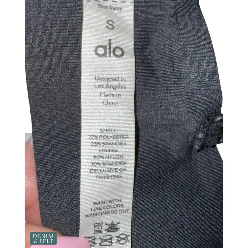 Alo Yoga Airlift Line Up Bra Black Medium Support Athletic Yoga Sports Bra‎